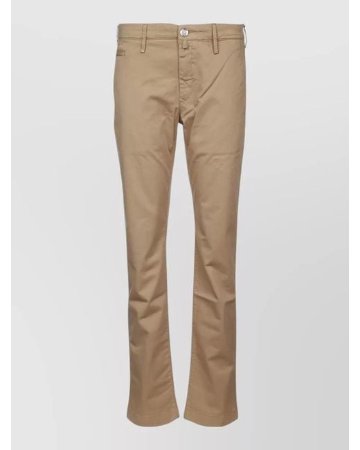 Jacob Cohen Natural Tailored Pants Featuring Belt Loops Pockets for men