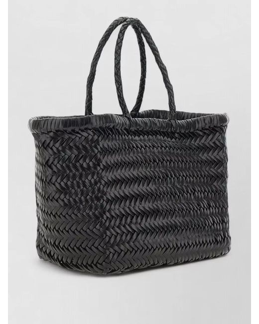Dragon Diffusion Black Rectangular Beach Bag Woven Dual Handles
