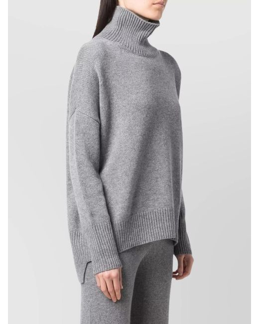 Lisa Yang Gray Cashmere Relaxed-Fit Turtleneck Jumper