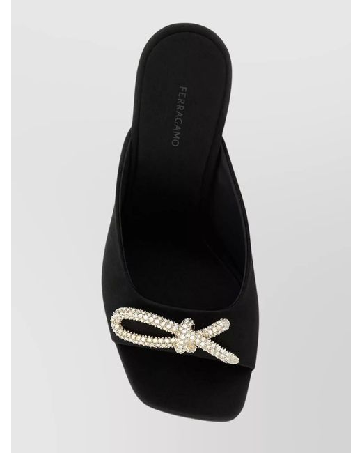 Ferragamo Black Satin Mules