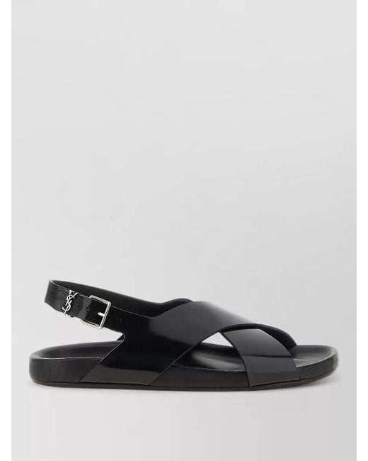 Saint Laurent Black Leather Helios Sandals for men