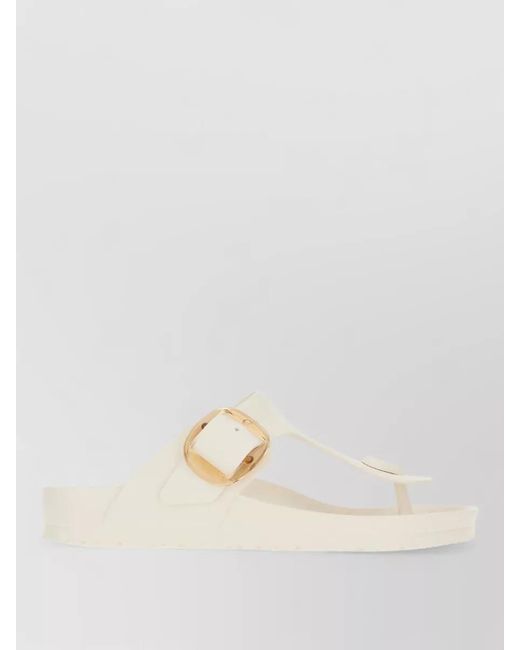 Birkenstock Natural Slide Sandals Flat Sole Large Buckle