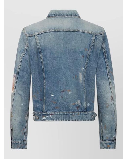 DSquared² Blue Denim Blazer Button Cuffs Patchwork Paint Splatter for men
