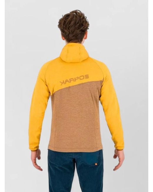 Karpos Yellow Hooded Crewneck Knitwear Color Block Zip for men