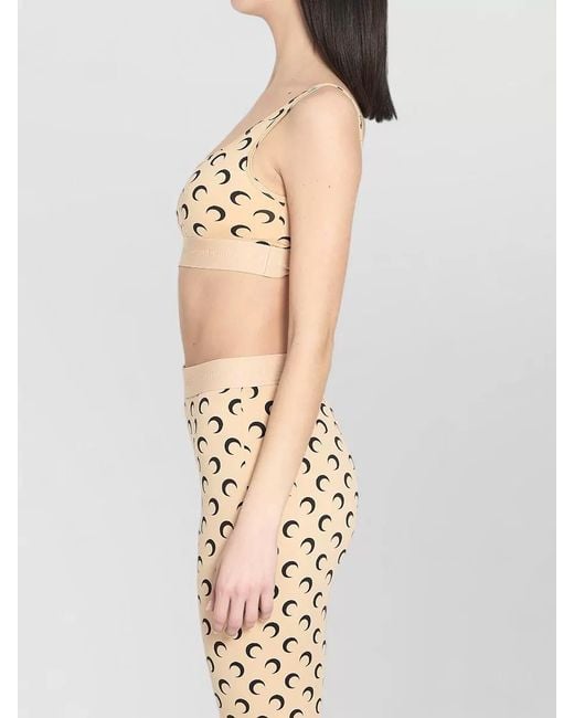 MARINE SERRE Natural Logo-Print Sport Bra