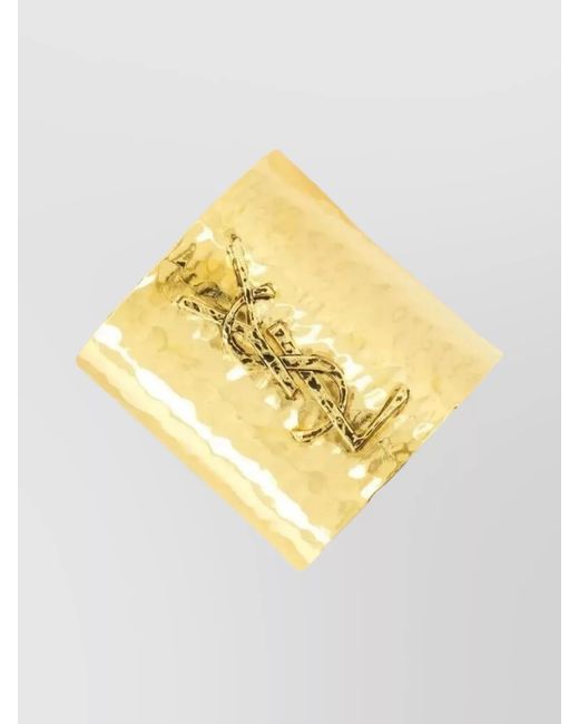 Saint Laurent Metallic Hammered Metal Cuff Bracelet