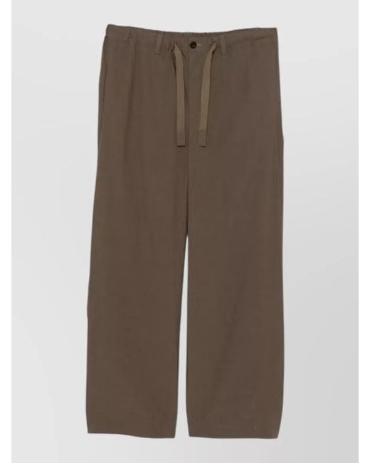 Sacai Brown Cotton Straight-Leg Cropped Trousers for men