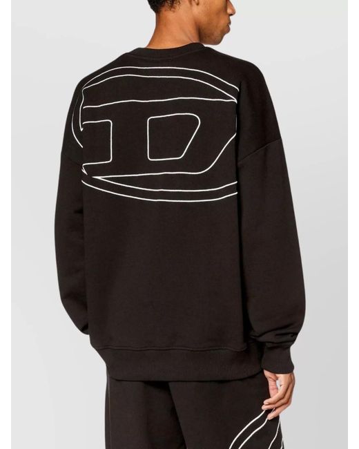 DIESEL Black Cotton Regular-Fit Logo-Embroidered Sweatshirt for men