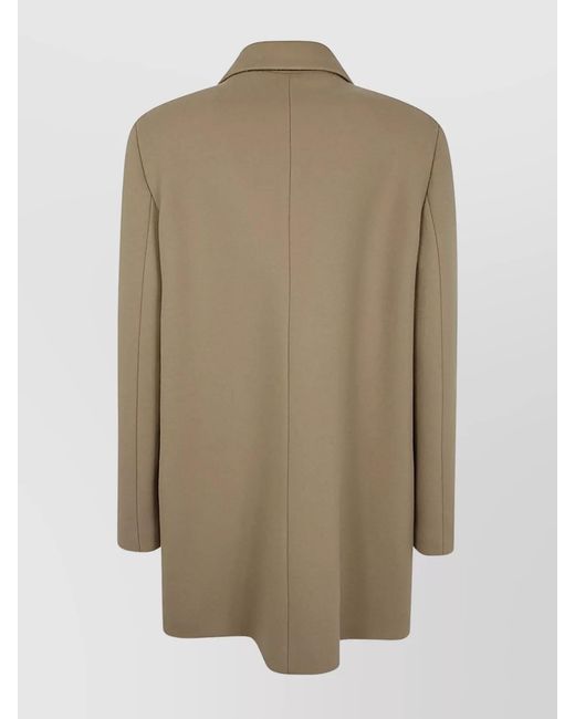 Jil Sander Natural Wool Double Breasted Tailored Coat