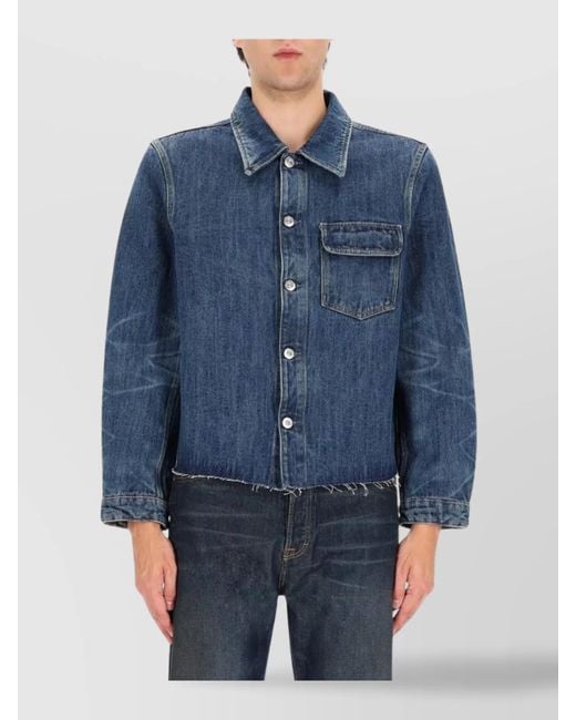 Our Legacy Blue Cropped Shirt Jacket for men