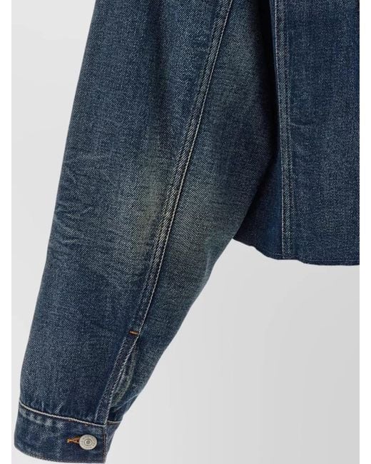 MM6 by Maison Margiela Blue Cropped Denim Jacket Tie Waist Detail