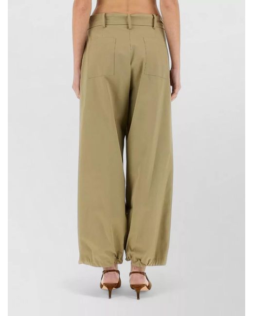 Alysi Natural Belted Waist Pants Back And Front Pockets