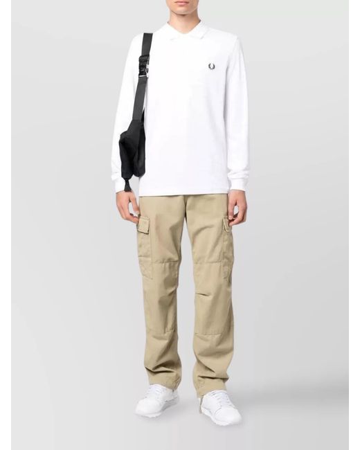 Fred Perry White Long-Sleeve Polo Shirt for men