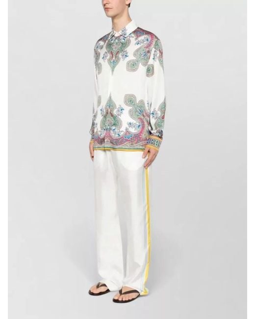 Etro Gray Paisley Long Sleeve Shirt Buttoned Cuffs for men