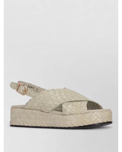 LA ROSE Natural Forli Platform Slides Woven Slingback Design