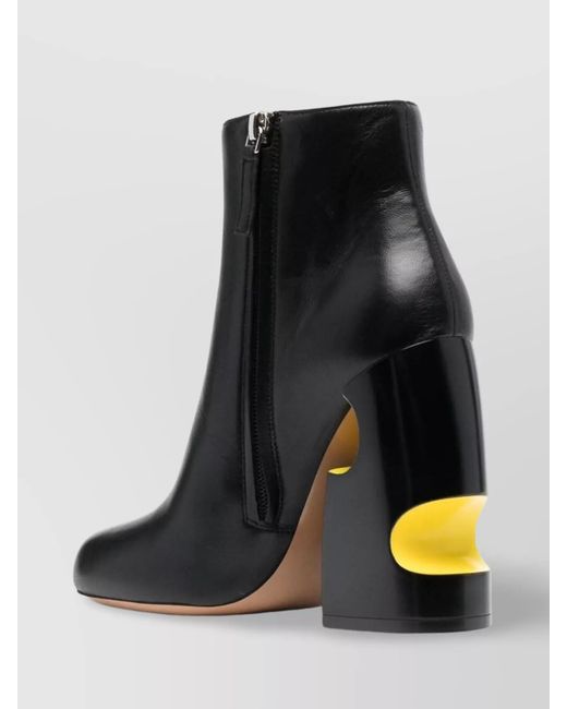 Off-White c/o Virgil Abloh Black Nappa Leather Cutout Ankle Boots