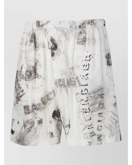 Balenciaga Gray Silk Tailored Shorts for men