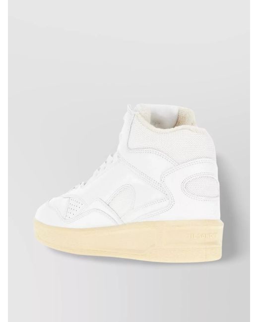 Jil Sander Natural Leather Mesh High-Top Sneakers