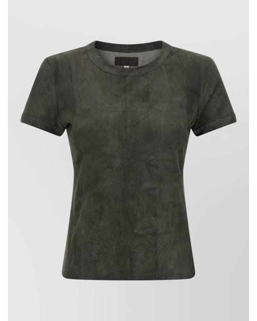 Stouls Green Lamb Leather 05 Suede Short-Sleeve T-Shirt