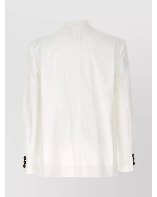 Moschino Natural Double-Breasted Blazer With Buttoned Cuffs
