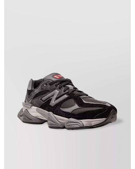 New Balance Black Calf Leather 9060 Low-Top Sneakers