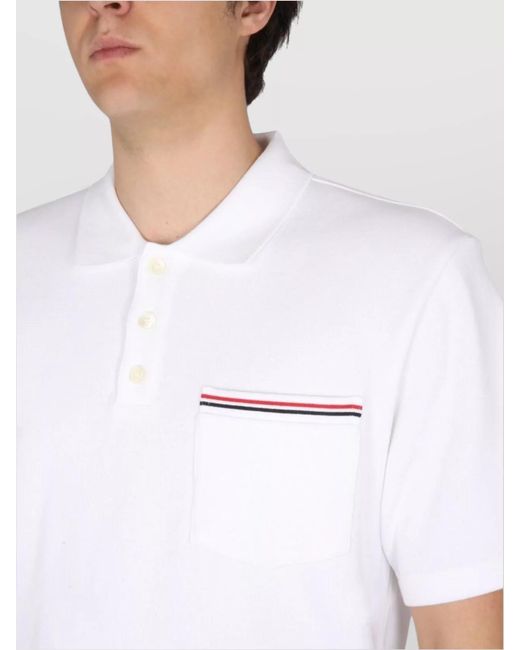 Thom Browne White Cotton Short-Sleeve Polo Shirt for men