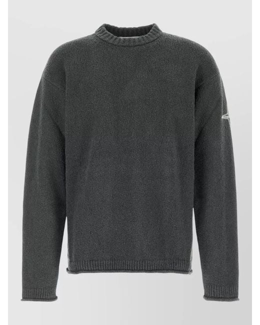 Stone Island Gray Stretch Cotton Crew Neck Sweater Regular Fit for men
