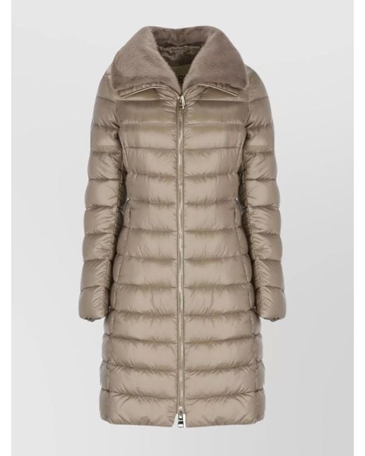 Herno Natural Fur Collar Quilted Down Jacket