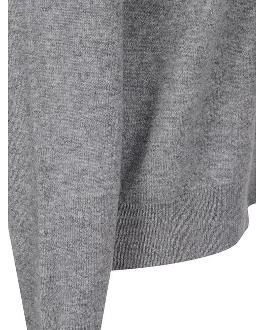 The Row Gray Nian Long Sleeve Top Ribbed V Neckline