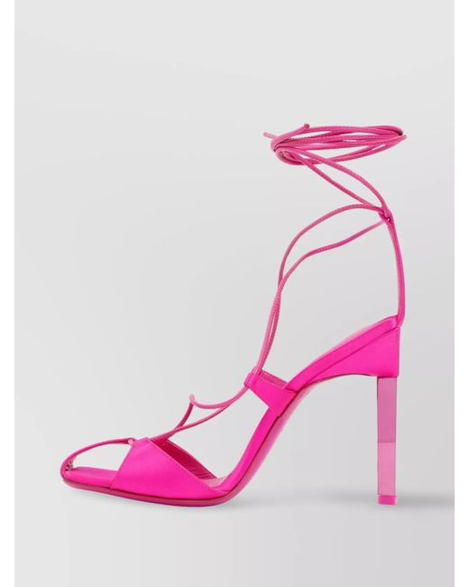 The Attico Pink Satin Lace-Up Pumps