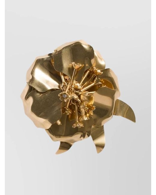 Miu Miu Metallic Crystal-Embellished Floral Brooch