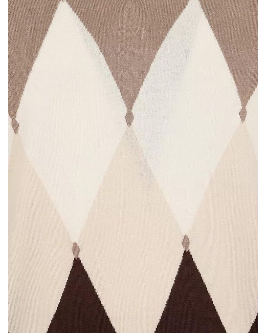 Ballantyne Brown V Neck Sweater Argyle Pattern Ribbed Trims for men