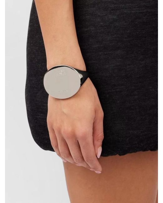 MM6 by Maison Margiela White Brass Cuff Bracelet Engraved Open Design