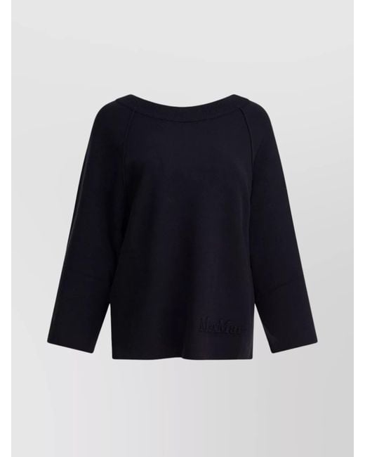 Max Mara Blue Viscose Wool Oversized Jumper