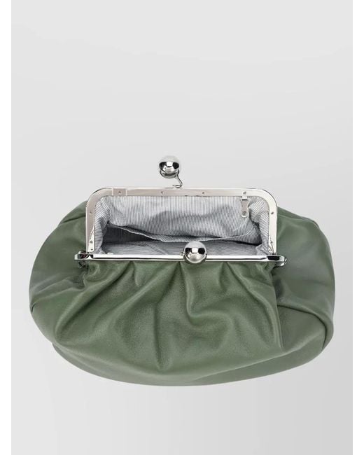 Weekend by Maxmara Green Pasticcino Medium Clutch Bag Sheepskin