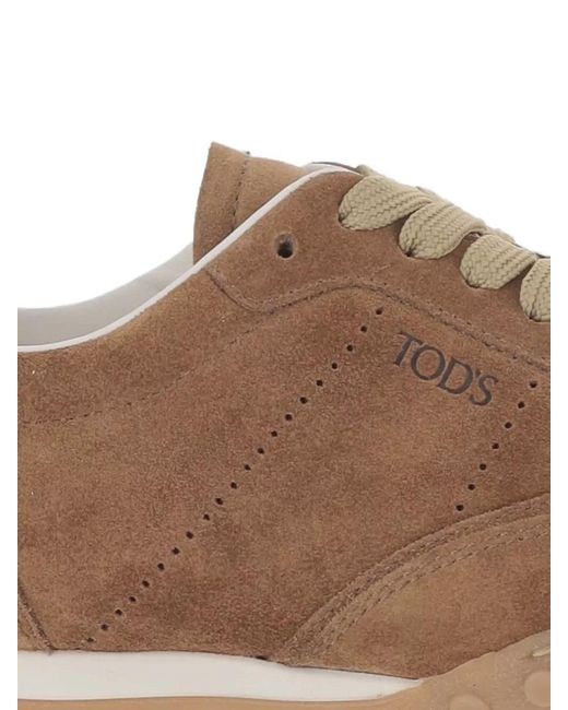 Tod's Brown Suede Lace Up Sneakers Rubber Sole