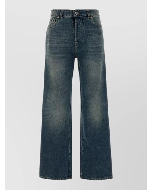 Miu Miu Blue High Waist Wide Leg Denim Trousers