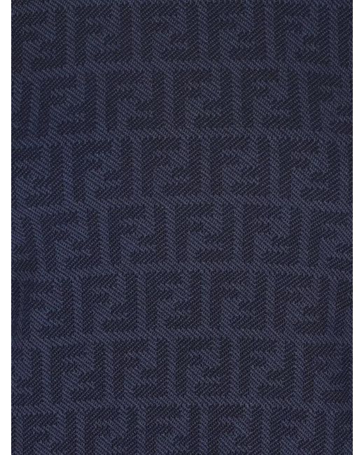 Fendi Blue Jacquard Wool Sweater