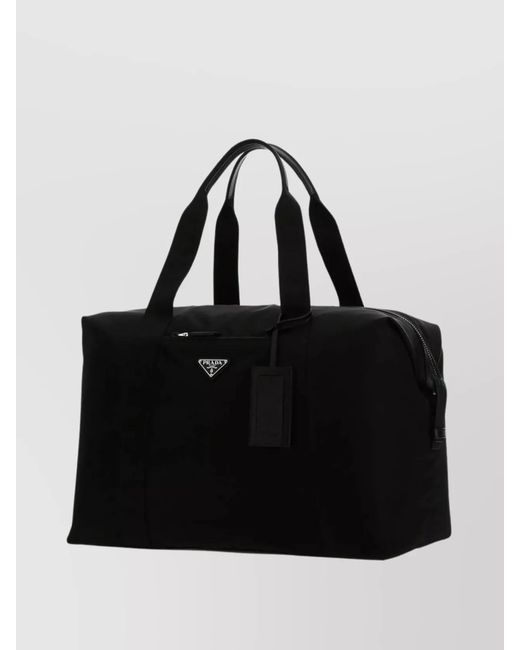 Prada Black Nylon Travel Bag With Detachable Key Ring for men