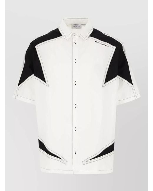 Off-White c/o Virgil Abloh Black Cotton Shirt Contrast Panels Short Sleeves for men