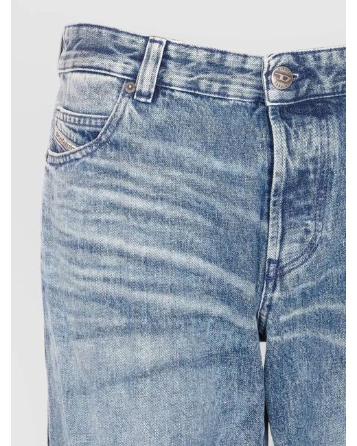 DIESEL Blue Denim Mid-Rise Slim-Leg Jeans for men