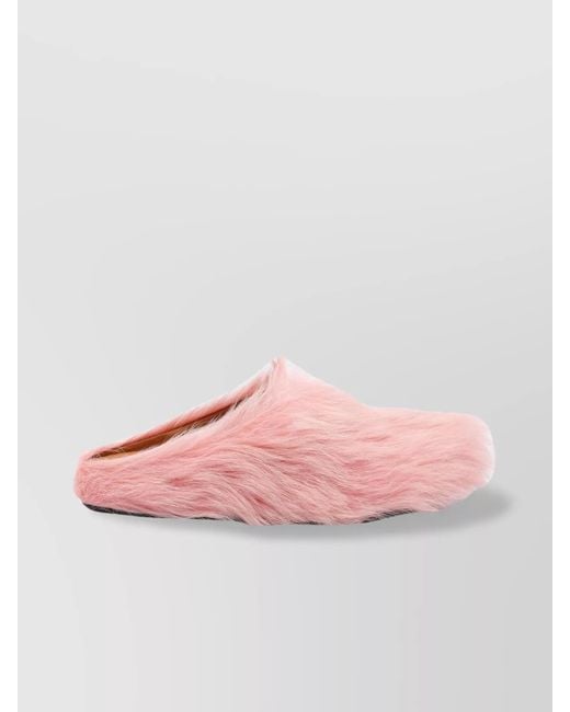 Marni Pink Calf Hair Flat Sole Round Toe Sandals for men