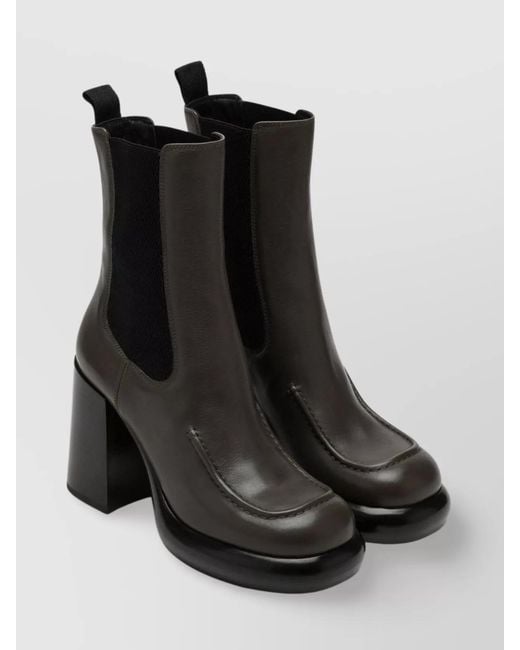 Burberry Black Leather Chelsea Wedge Boots