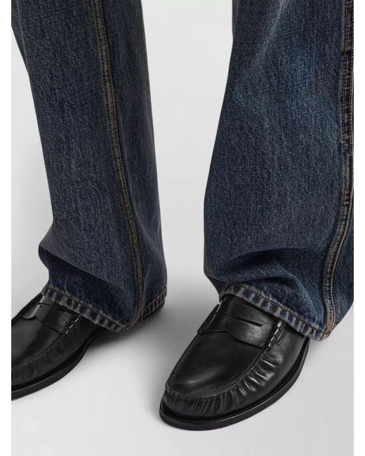 Prada Black Leather Penny Loafers Rubber Sole for men