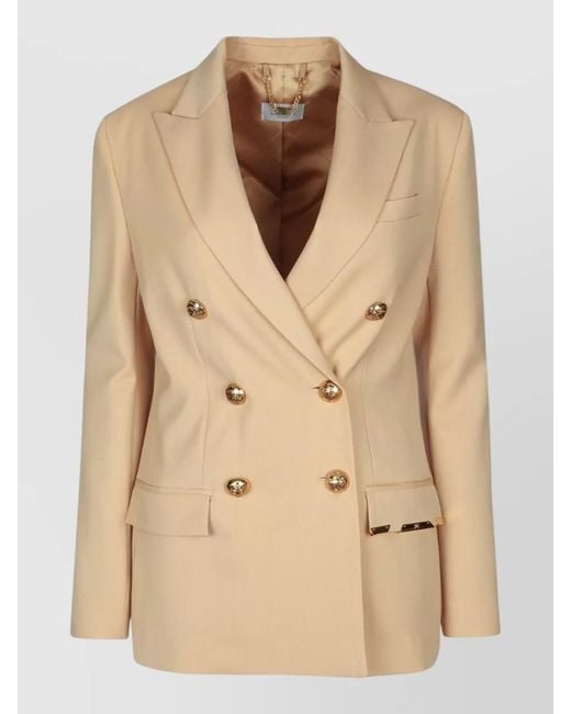 Elisabetta Franchi Natural Double-Breasted Long-Sleeved Jacket