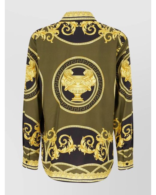 Versace Blue Printed Viscose Shirt for men