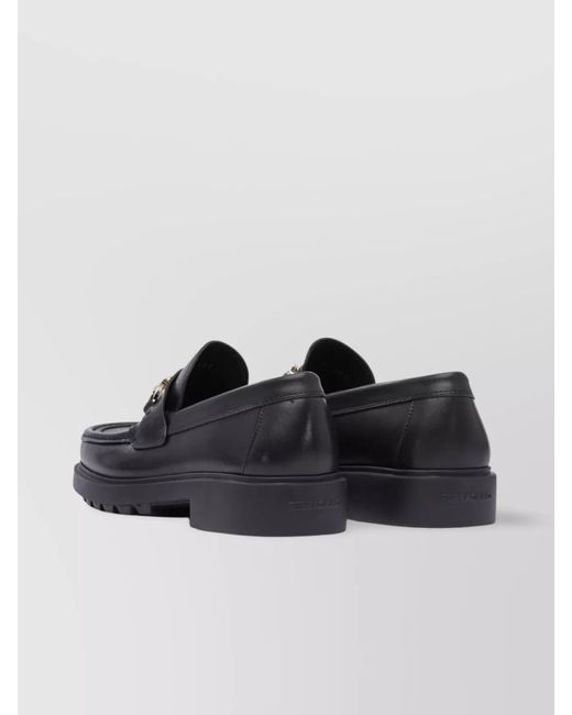 Ferragamo Black Chunky Sole Loafers Round Toe Metal Hardware for men