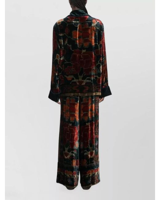Pierre Louis Mascia Black Silk Velvet Geometric-Print Single-Breasted Blazer