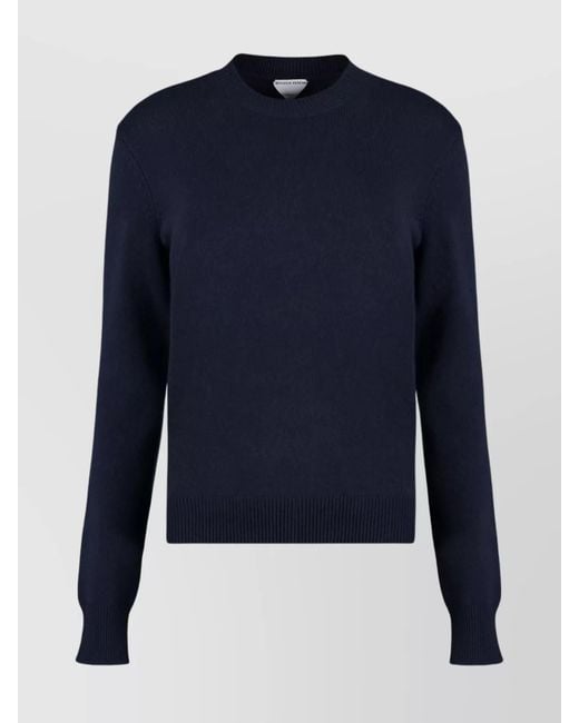 Bottega Veneta Blue Cashmere Ribbed Sweater