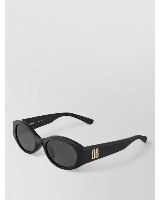 Balenciaga Black Oval Sunglasses Silk Nylon Blend Frame